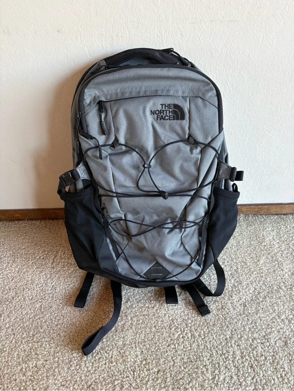 The North Face Gray and Black Everyday Backpack with Front Bungee